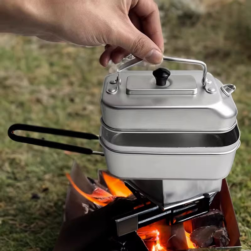 Camping Cooking Pot Stainless Steel - Ultralight Portable Picnic Camping Tourist Kettle