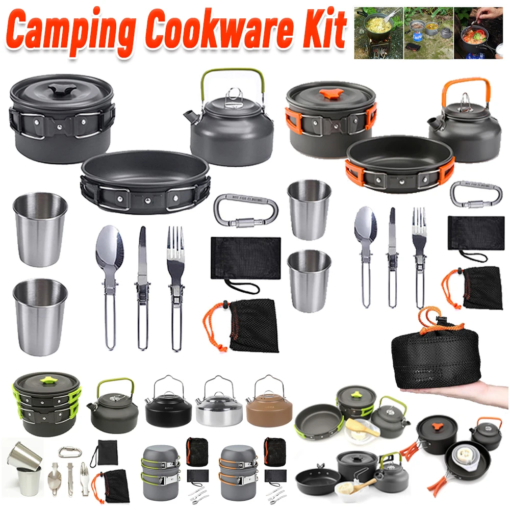 Camping Cooking Pot Stainless Steel - Camping Cookware Kit Kettle Pot Pan