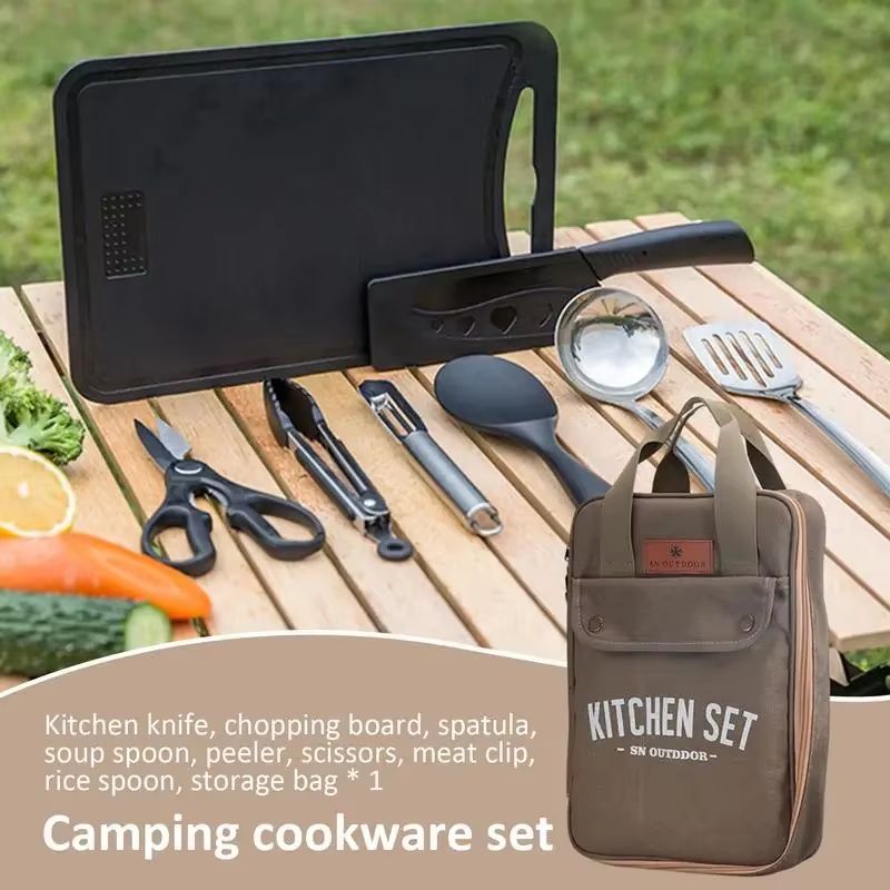 8pcs Camping Kitchen Cookware  - огляд і ціна Camping Cooking Set With Bag