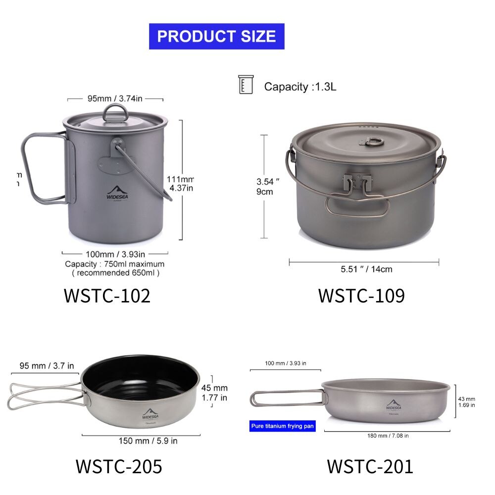 Widesea Camping Tableware Tita - огляд і ціна Camping Cooking Pot Stainless Steel