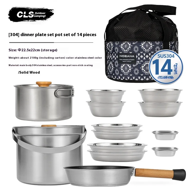NOBANA&CLS 22PCS Stainless Ste - огляд і ціна Camping Cooking Pot Stainless Steel