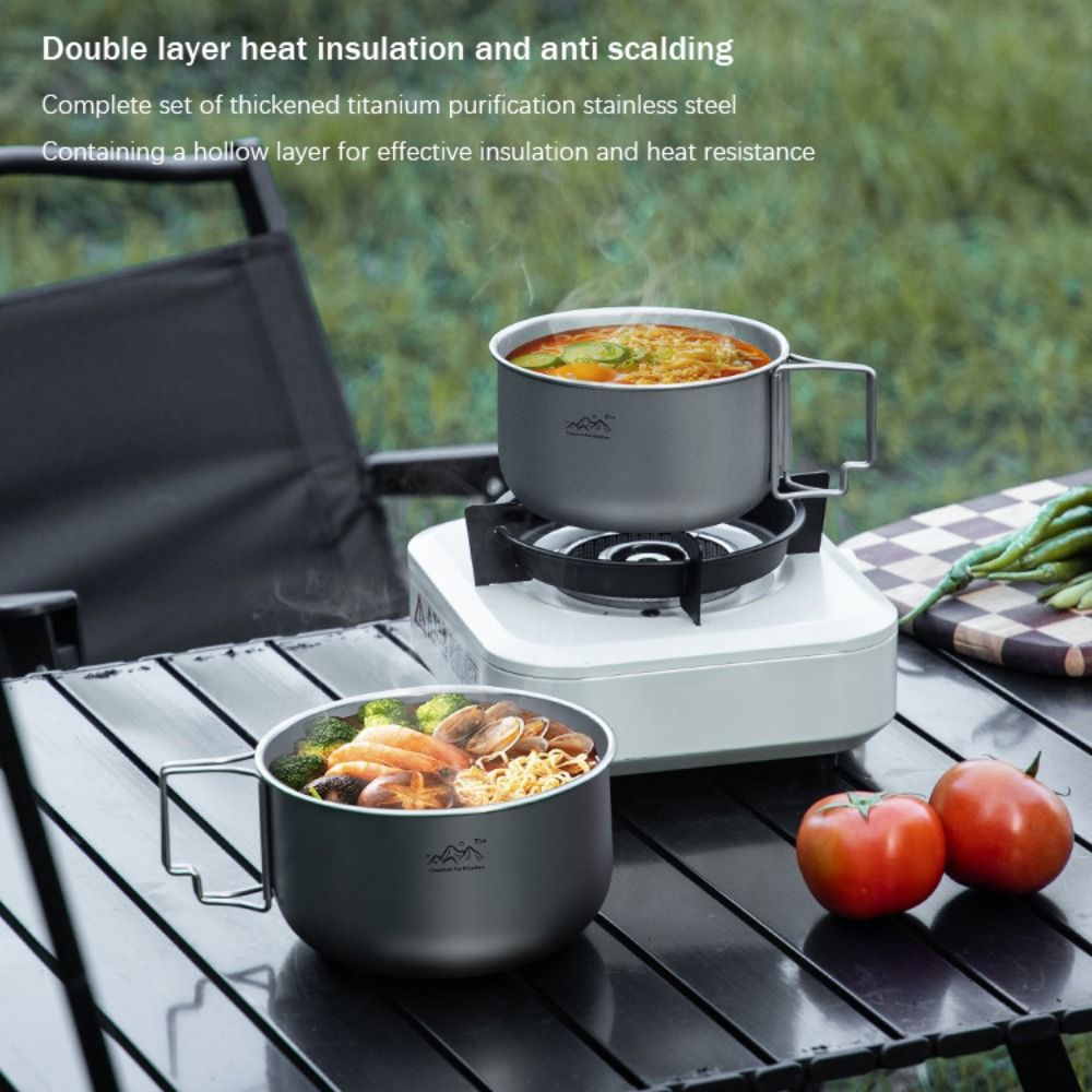 Compact Titanium Alloy Camping - огляд і ціна Camping Cooking Noodles