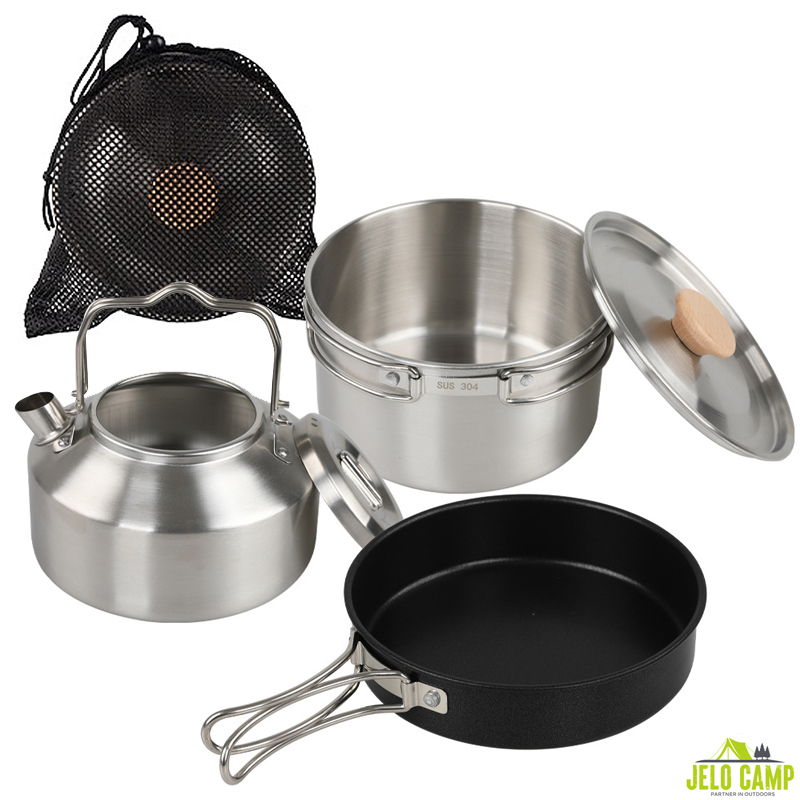High-Grade 304 Stainless Steel - огляд і ціна Camping Cooking Set With Kettle