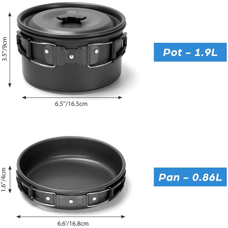 1 Set Outdoor Pot Pan Camping  - огляд і ціна Camping Cooking Set With Kettle